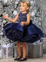 dreamgirl royal blue flower girl dress beading baby girl dress sleeveless first communion dress puffy birthday party gown