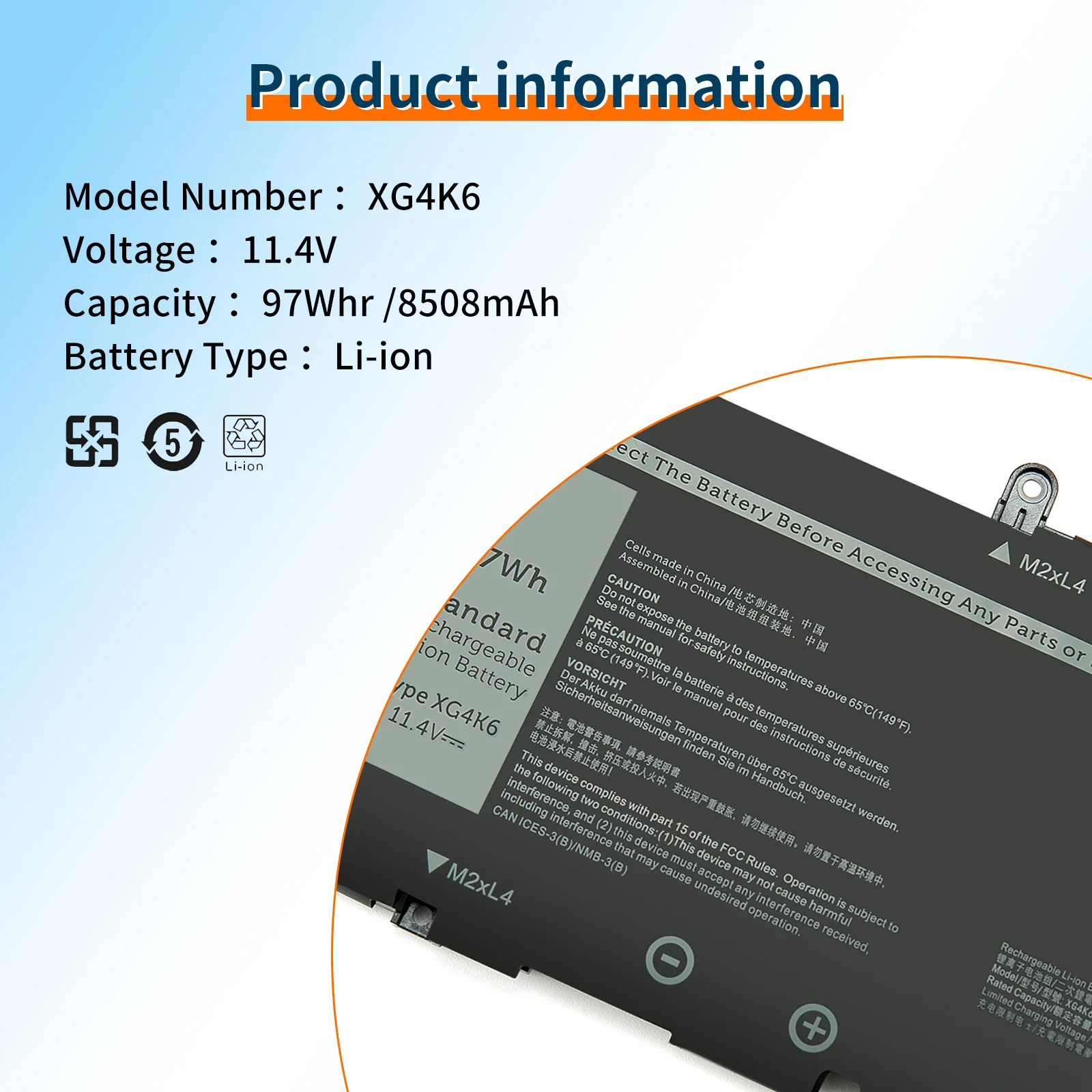 XG4K6 11 4 В 97 Втч 5XJ6R 56 01RR3 F8CPG 0F8CPG Аккумулятор для ноутбука Dell XPS 17 9700 9710 Precision 5750 03324J