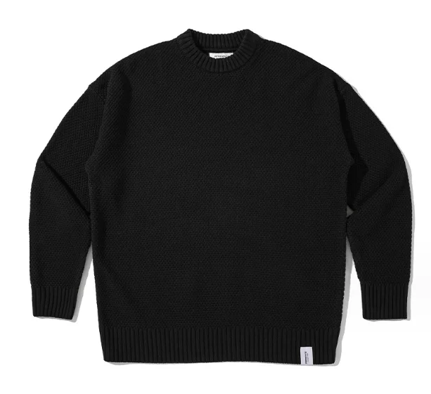 Мужской винтажный Повседневный вязаный свитер свободного покроя однотонный