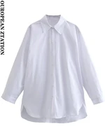 pailete women 2022 fashion oversized asymmetric poplin shirts vintage long sleeve side vents female blouses blusas chic tops