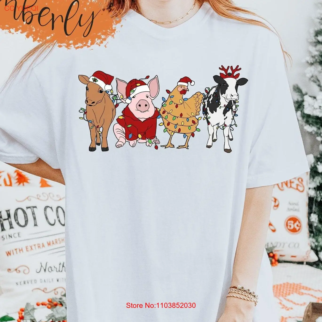 Рождественская футболка с сельскохозяйственными животными фермерский свитер
