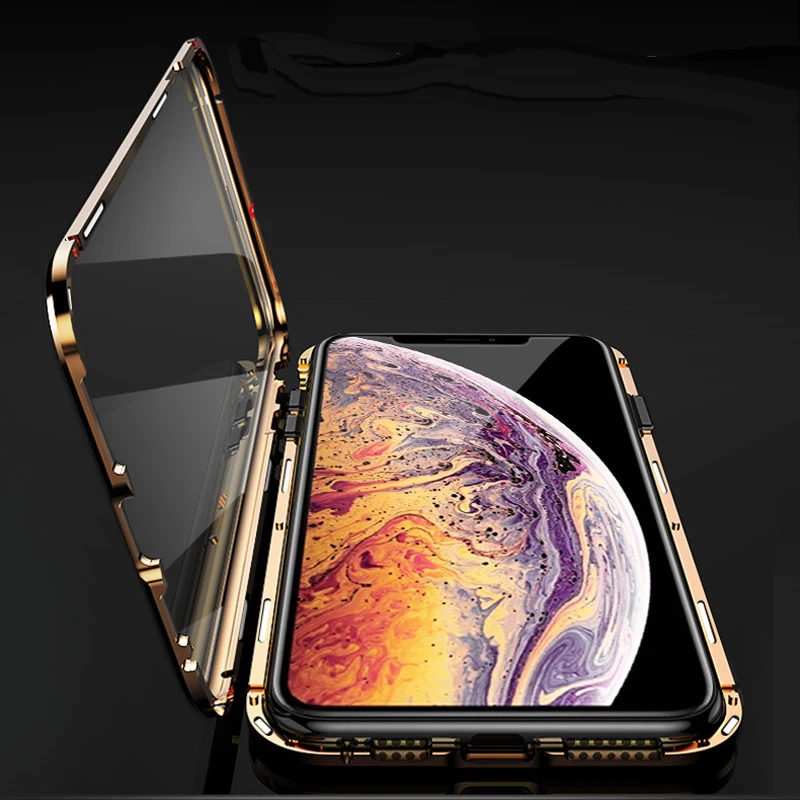 

Double-Sided Metal Magnetic Adsorption Case For IPhone 6S 6S Plus 7 Plus 8Plus Glass Magnet Case For IPhone XS Max XR Cover Case