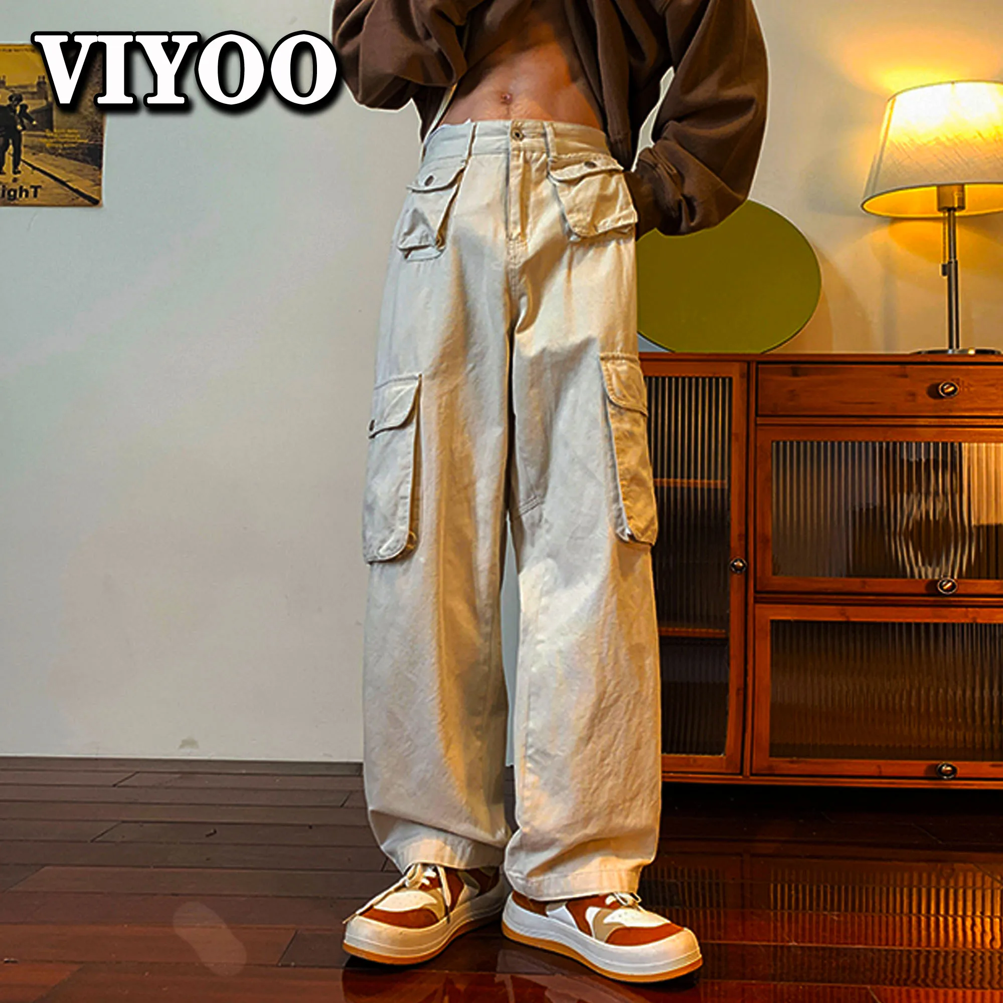 

Брюки-карго мужские хлопковые с карманами, одежда в японском стиле Y2k, широкие штаны, Джоггеры в стиле Харадзюку, летние мешковатые спортивные штаны, уличная одежда