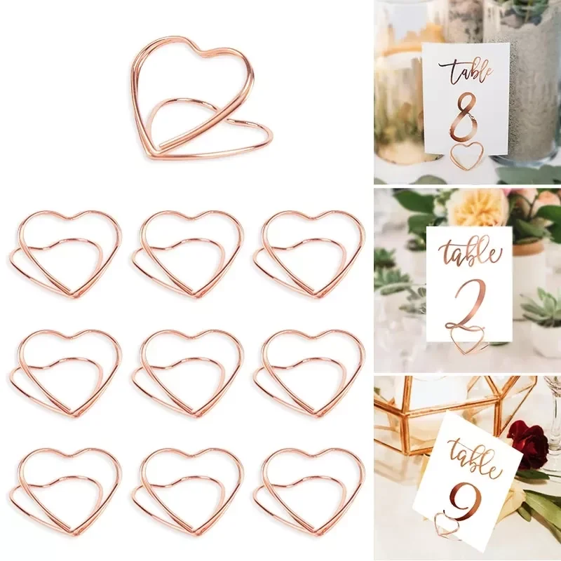 

15pcs Heart Shape Metal Photo Clip Stands Wedding Table Number Name Place Card Holder for Birthday Party Decor Home Message Sign