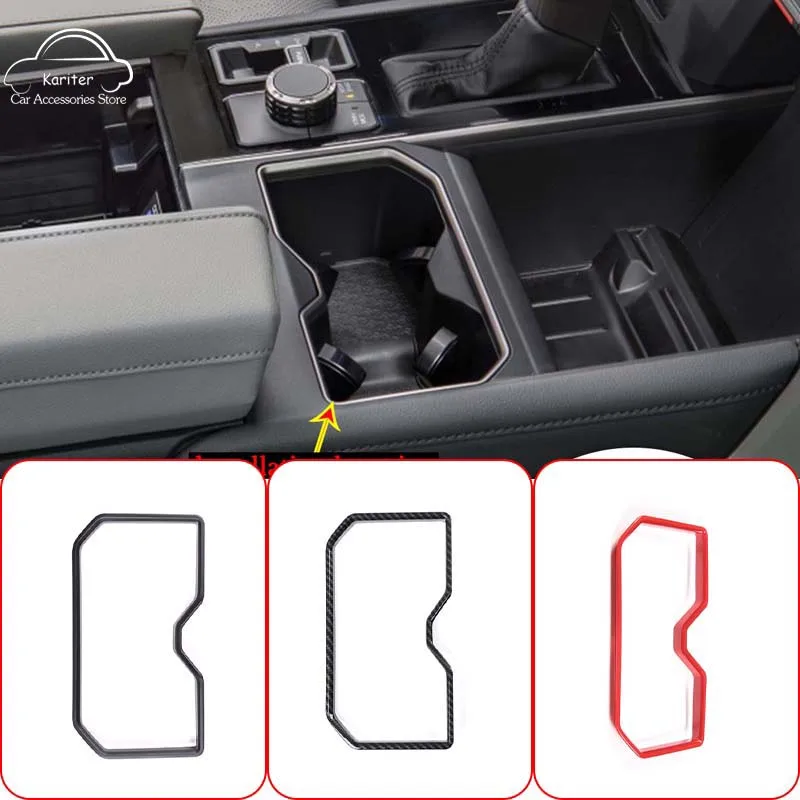 

For Toyota Tundra 2022-2023 ABS Carbon Fiber Front Water Cup Holder Frame Trim Cover Stickers Car Styling Accessories
