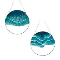 ocean wave round wall decor 9 849 84in beach themed hangings sign wall art tropical ocean wave wall decor for home bathroom