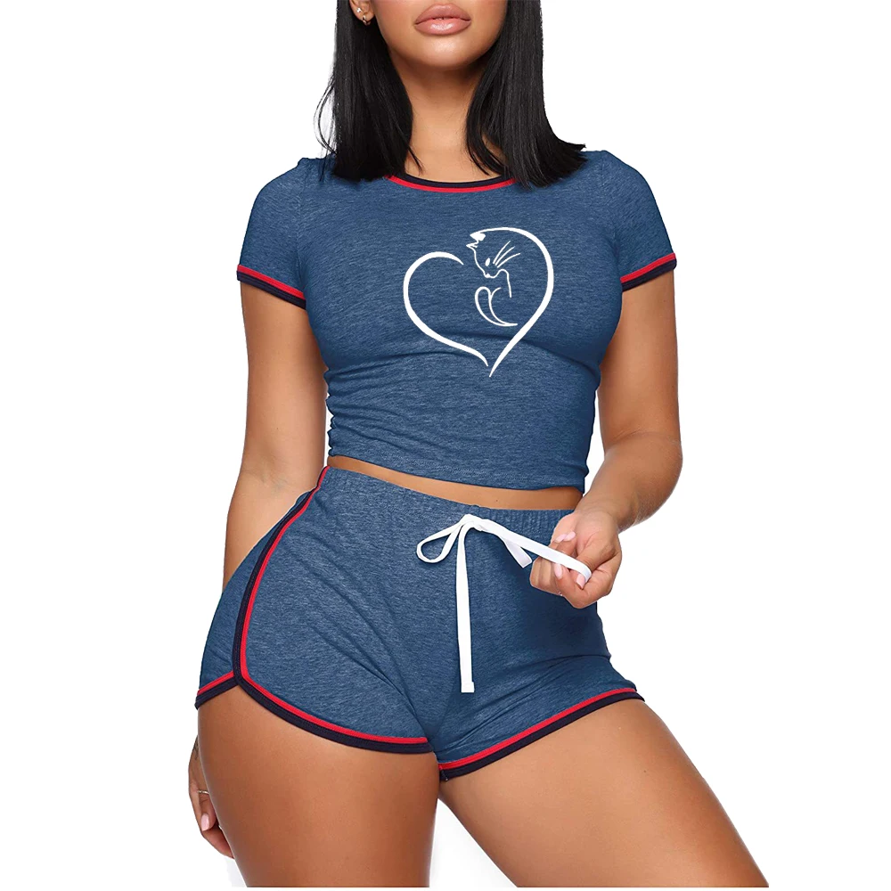 

Bikinis Secret Summer Splicing Shorts Tracksuit Fashion Print Top Yoga Shorts Suits Casual Two Piece Set Bodycon Jogger Outfits