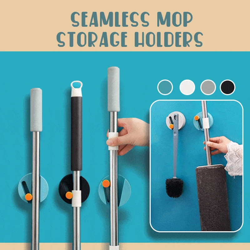 

Seamless Mop Storage Holder No Drilling And Punch Free For Bathroom Use