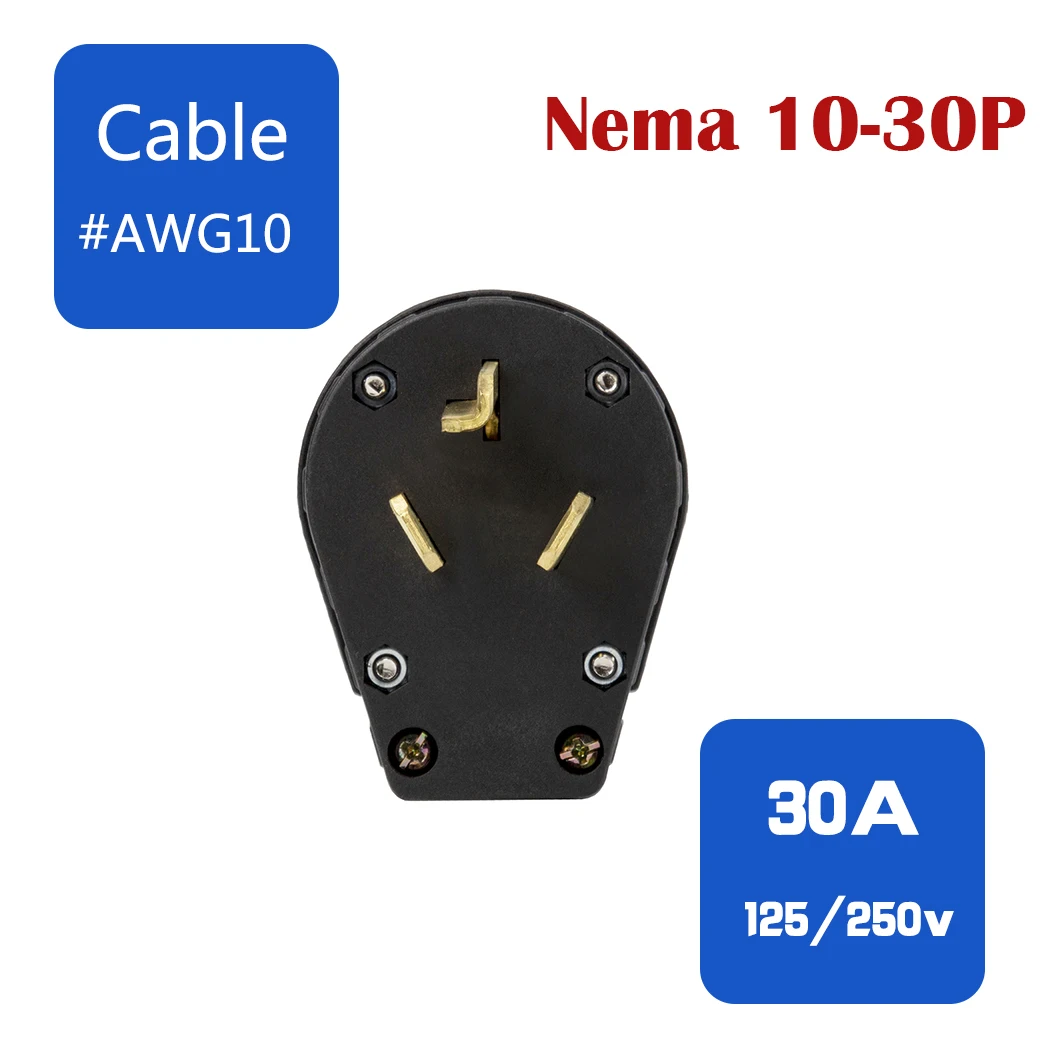 

NEMA 10-30P self-wiring plugs,3 pole industrial power cable converter male wire connector plug,30A 125V/250V