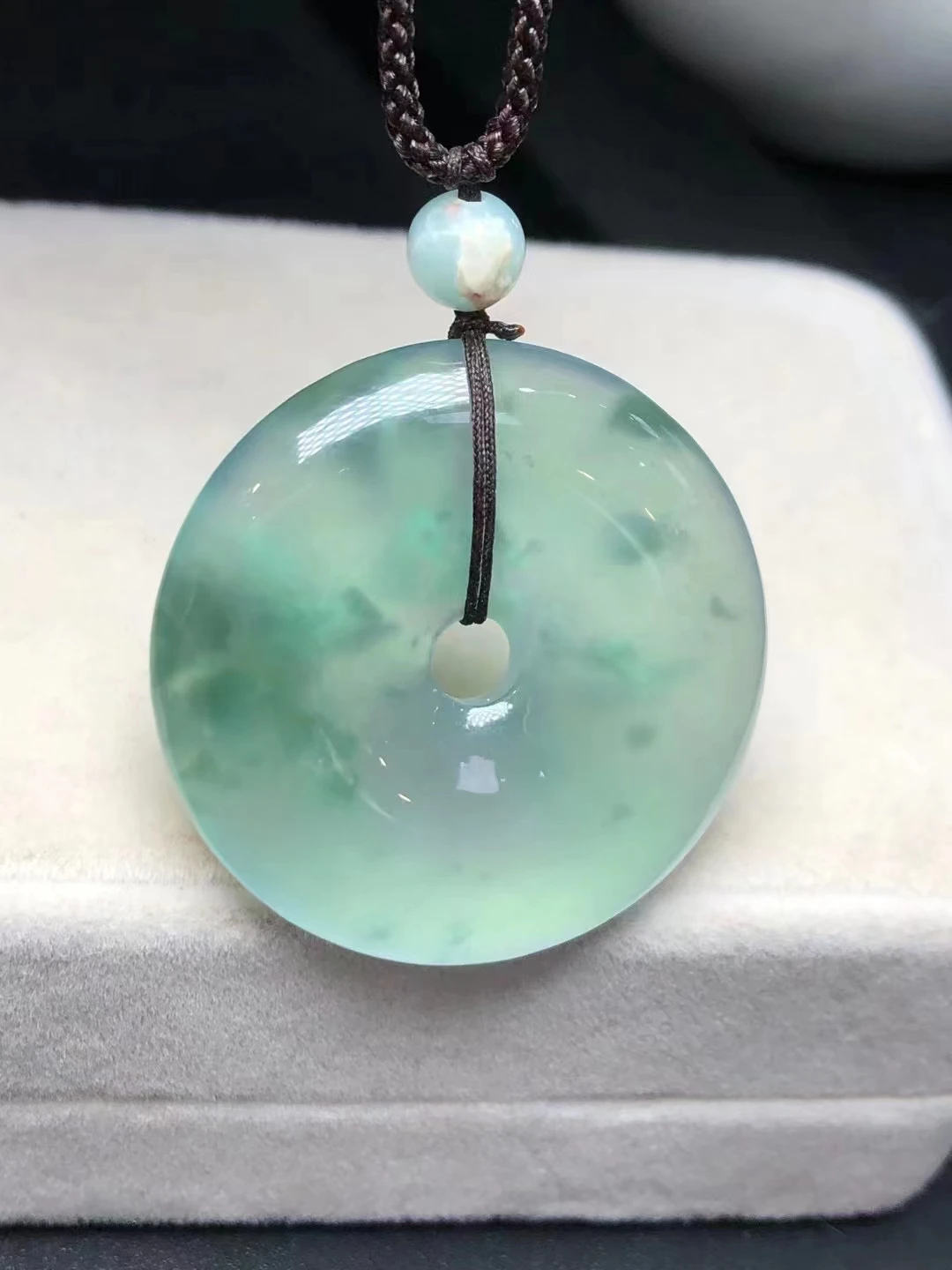 

real Emerald Ice Original Ecological Pattern Floating Flower Jade Pendant Lucky Charm Clasp Necklace Sweater Chain Fine Jewelry