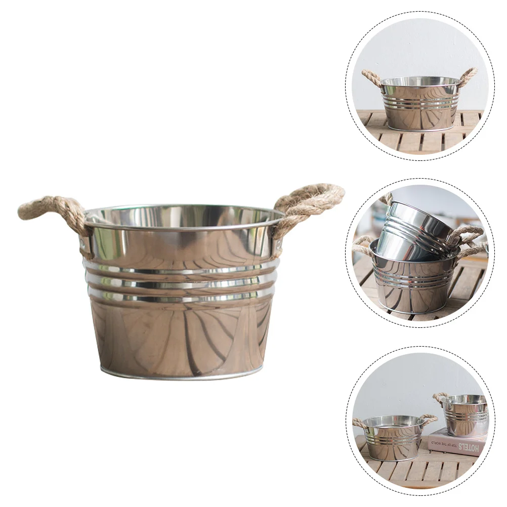 

Vase Flower Metal Bucket Pot Farmhouse Planter Pitcher Retro French Vases Jug Rustic Pail Floral Buckets Decoration Tin Bouquets