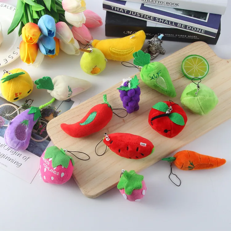 

Cute Simulation Fruit Vegetable Plush Pendant Bag Keychain Children's Plush Toy Primary School Gift Kawaii Keychain