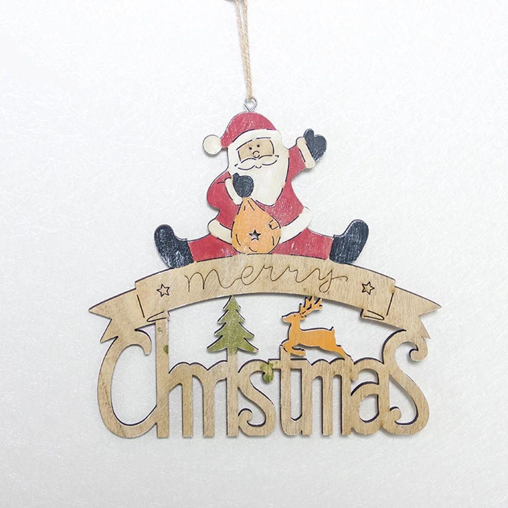 

Christmas Wooden Door Hanging Pendant Colorful Craft Christmas Tree Decor New Year Decoration Santa Claus Pattern