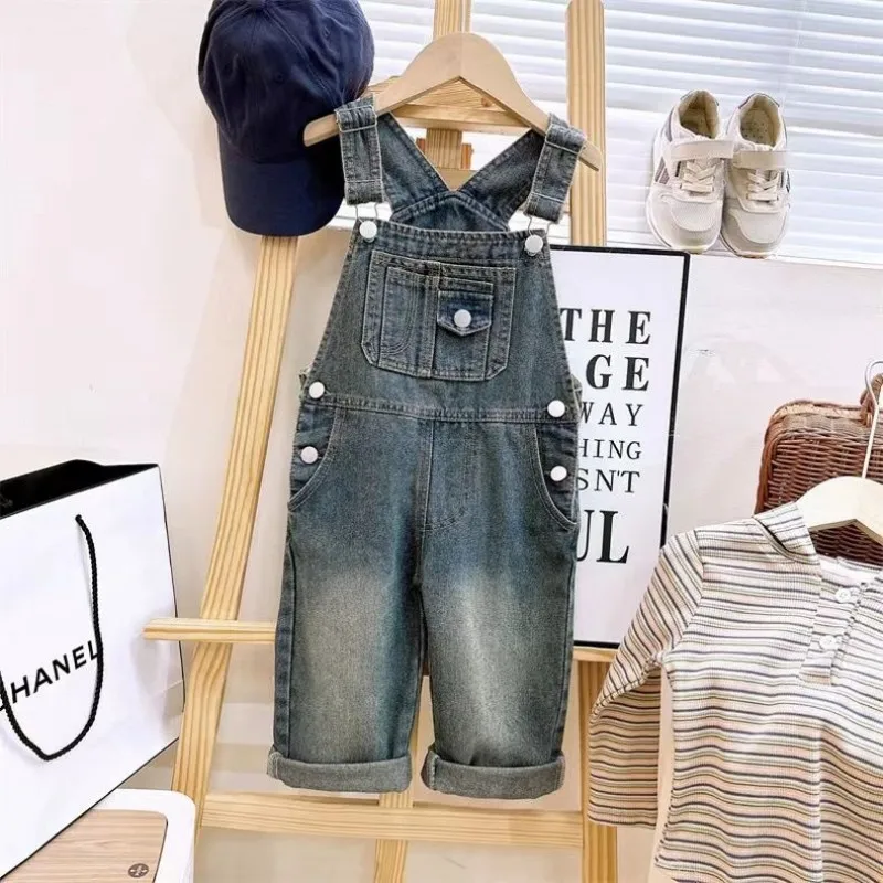 Весенне-осенние свободные ковбойские брюки на бретелях для девочек модные новые