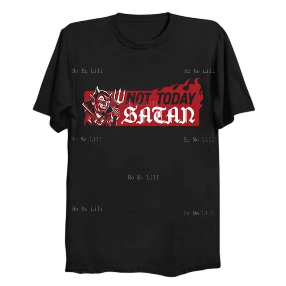 No Today сатана Мотивирующий мультяшный дьявол Готическая забавная футболка