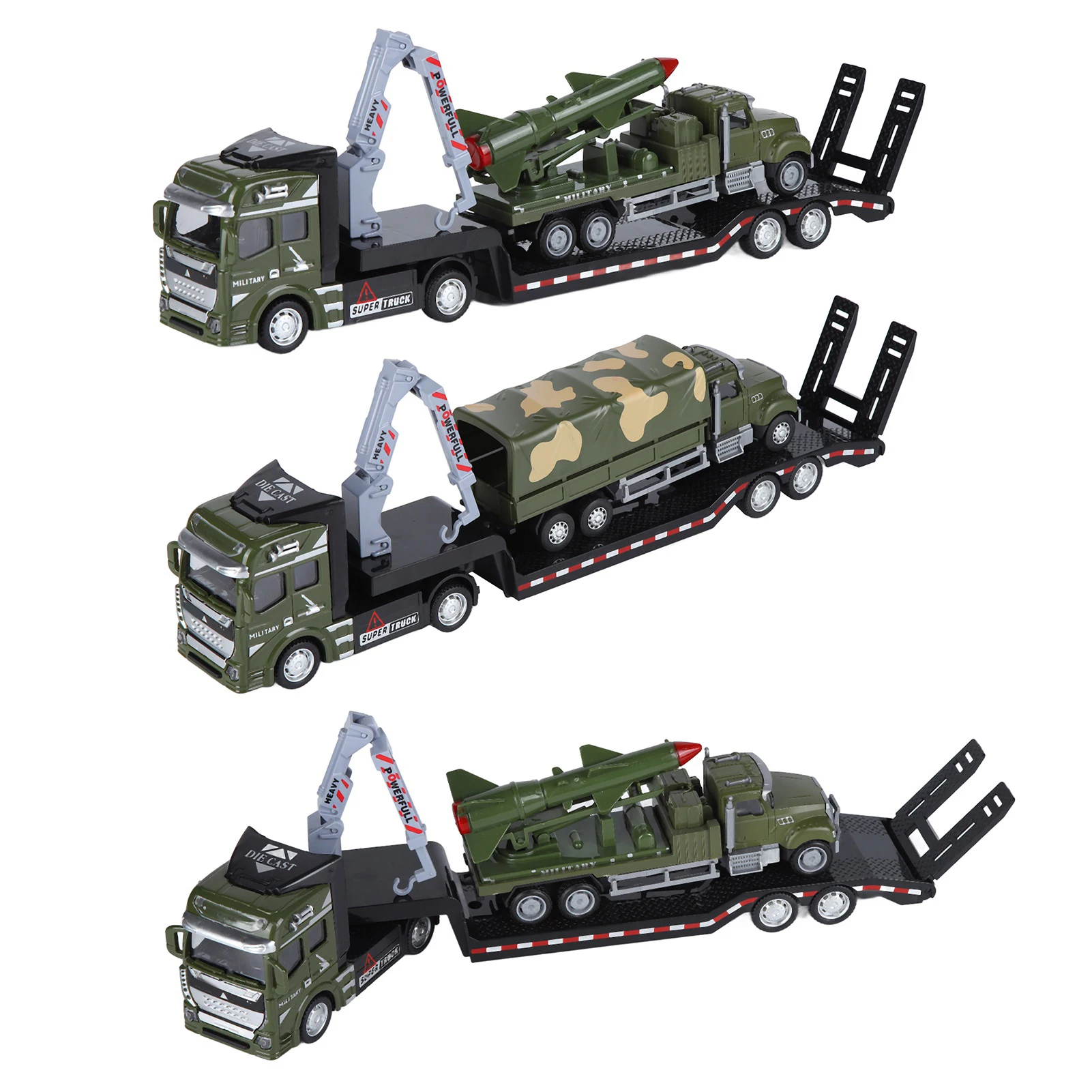 1:50 Military Tow Truck Toy Alloy Pull Back Transport Truck Toy Simulation Trailer Vehicle Model Gift For Children