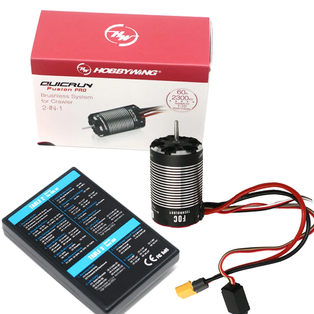 

A set HobbyWing QuicRun Fusion PRO Brushless 540 2300KV Motor 2-in-1 Built In 60AESC with program card for 1/10RC climbing car