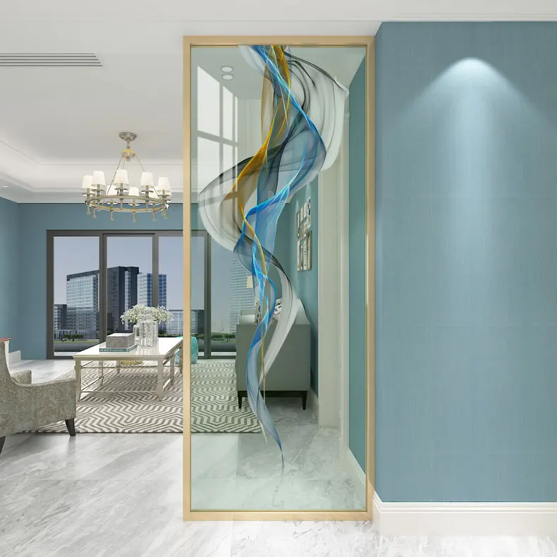 

Light luxury modern art tempered glass living room screen partition wall Light luxury entrance barrier wall