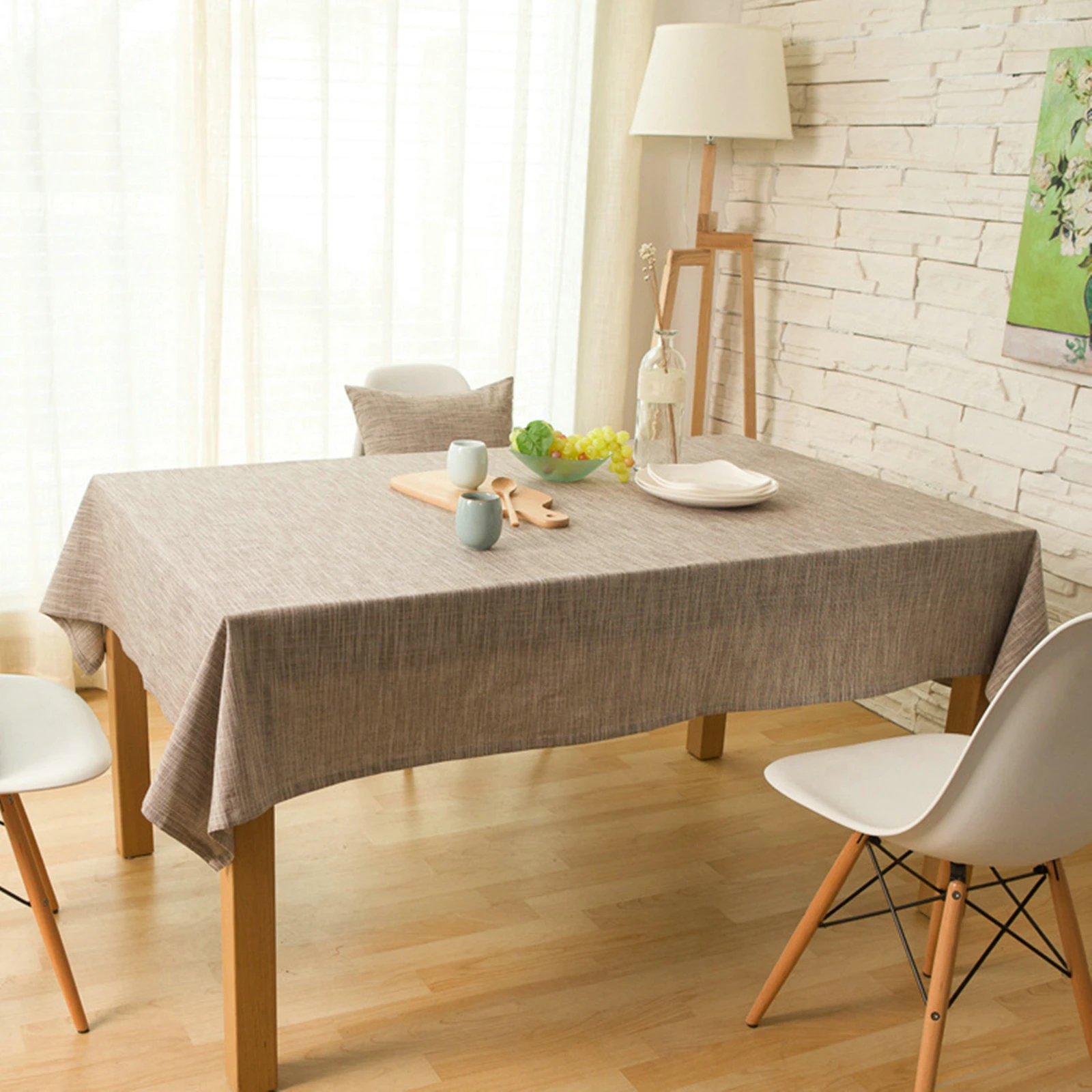 

Cotton Linen Tablecloths, Waterproof Table Covers Simple Pure Color Coffee Dining Table Coffee Table Deco