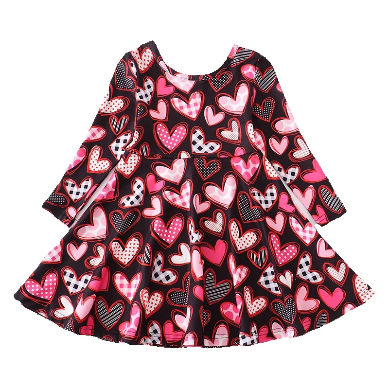 

Новое поступление, одежда для маленьких девочек, шарнирное платье с круглым вырезом, молочного шелка, в форме сердца, с леопардовым принтом, ...