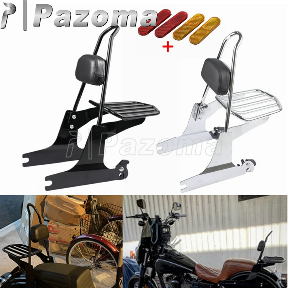 

Motorcycle Backrest Sissybar Detachable Sissy Bar Luggage Rack For Harley Dyna Low Rider Street Bob Wide Glide Switchback 02-up