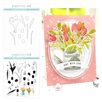 2022 summer totally tulips floral cutting dies and stamps diy scrapbooking greeting cards notebook paper decor embossing molds