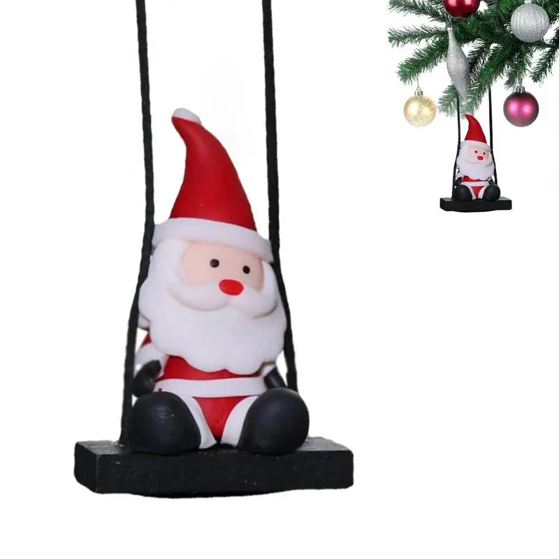 

Rearview Mirror Accessories Santa Claus On Swing Resin Swinging Christmas Car Charm Holiday Ornament For Rearview Mirror Decor