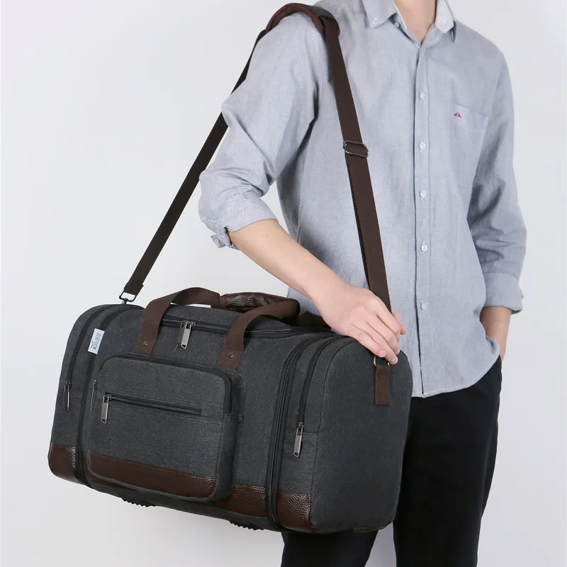 Canvas Travel Duffle Bags Hand Luggage Bag Men Multi-functional Large Organizer Weekender Bag