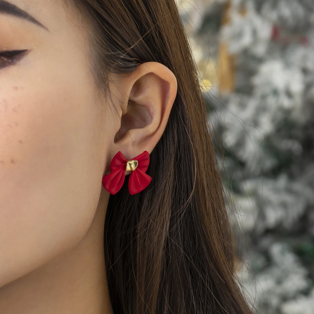 

IngeSight.Z Christmas Red Bow Drop Earring For Women Korean Fashion Cute Elegant Velvet Dangle Earring New Year Festival Jewelry