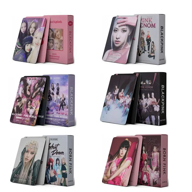 

55Pcs/Set Kpop Black and Pink Album Photocards JISOO JENNIE LISA ROSE Collectible LOMO Card For Fans Collection Photocards Gift