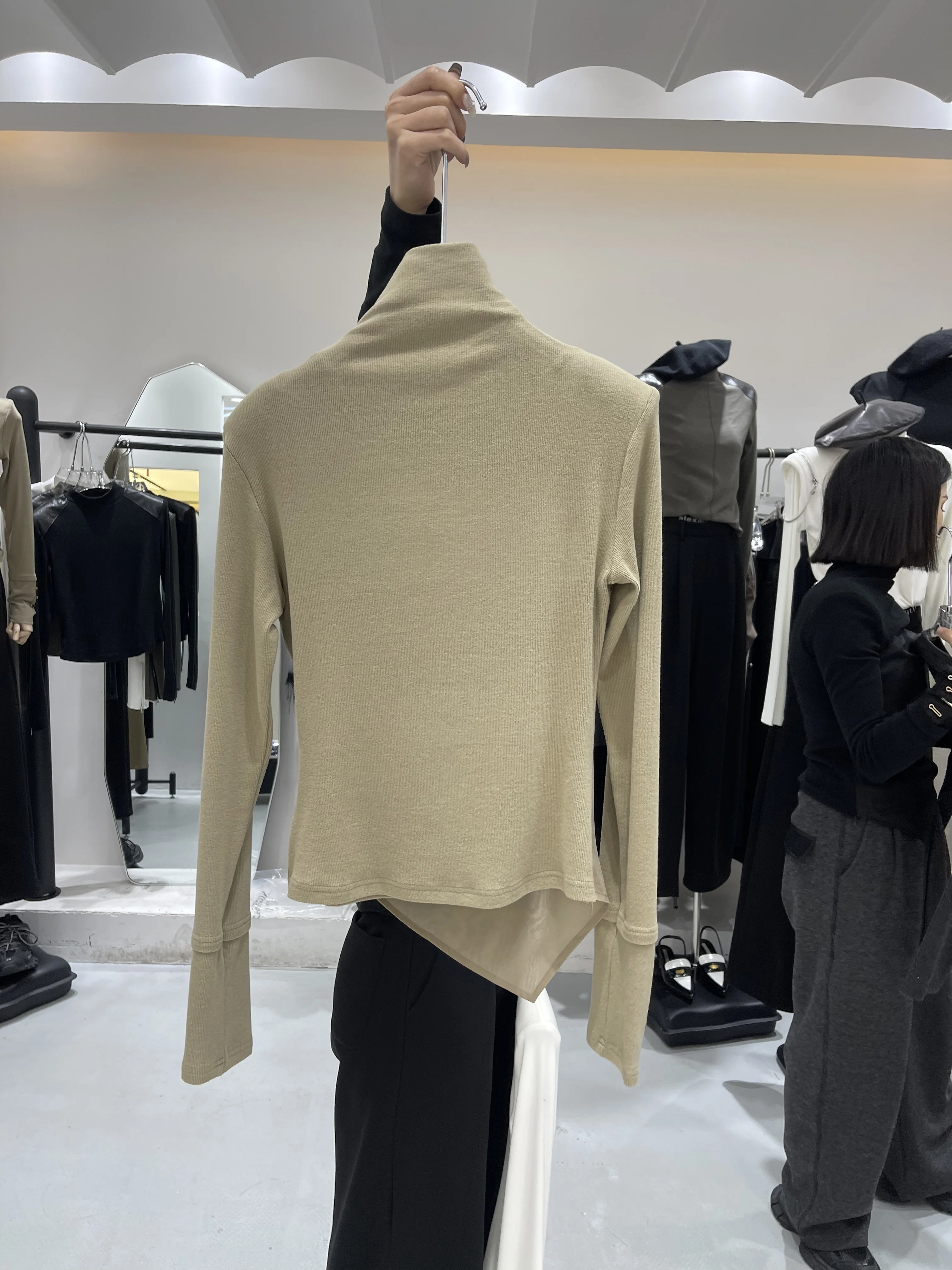 Новинка Осень-зима 2023 модная сетчатая рубашка Ozhouzhan в западном стиле с длинными