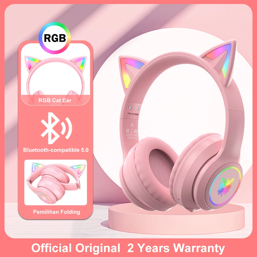 

Bluetooth Headphones RGB Cat Ears Wireless Headphones with Built-in HD Microphone Headphone Game and Music Player Gift for Kids
