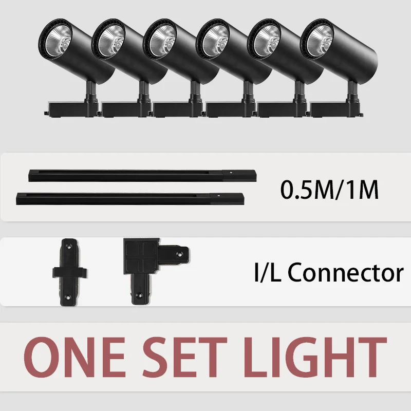 Фото Полный комплект светодиодных трековых светильников прожекторы 12/20/30/40 Вт COB