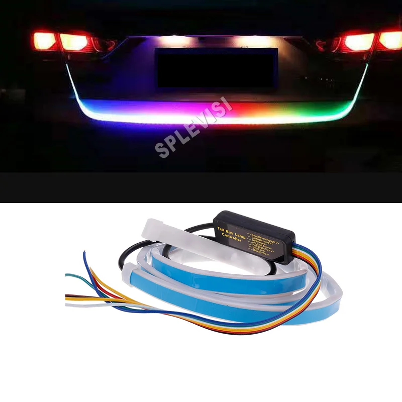 

1Pc RGB LED Car Rear Tailgate Trunk Lights 12V Dynamic Streamer Reverse Warning LED Strip Auto Brake Turn Signal Lamp