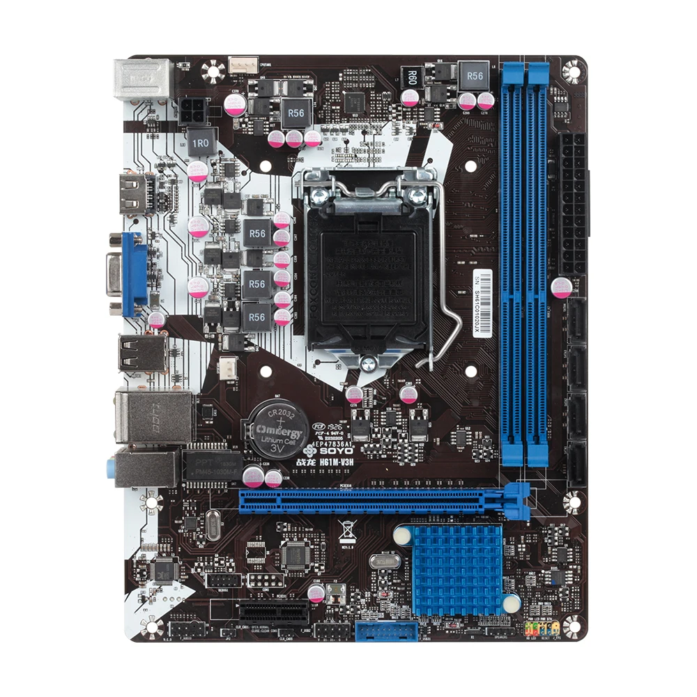 SOYO Новый LGA1155 материнская плата со слотом двухканальный DDR3 SATA интерфейс Intel H61 для