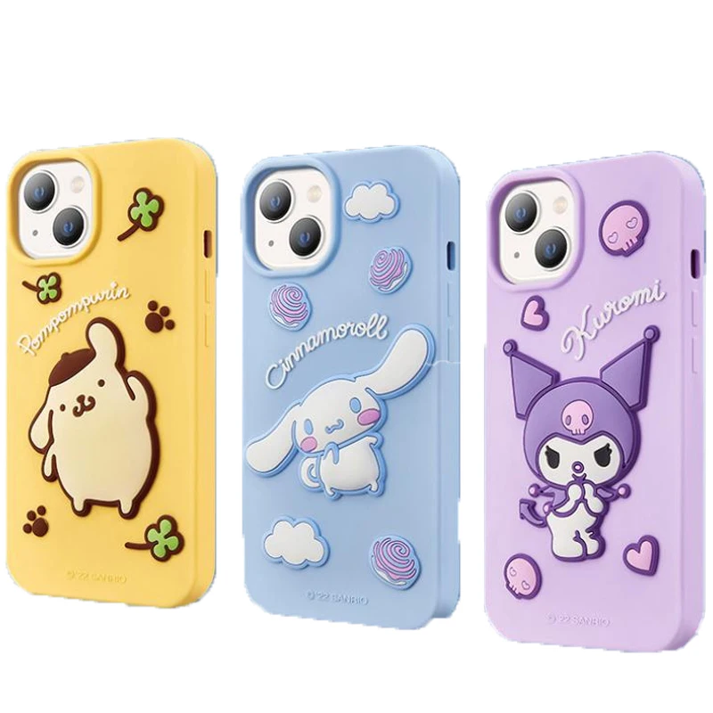 

Kawaii Cartoon 3D stereo Kuromi Cinnamorol cute girl Soft Silicone Phone Case Suitable for iphone/12/13/pro/promax