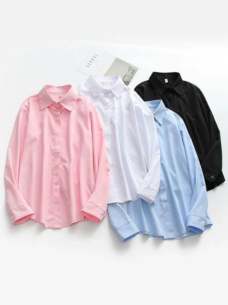 

JMPRS OL White Shirts Fashion Button Up Women Long Sleeve Shirts Casual Korean Fall Slim Ladies Work Shirt S-5XL New