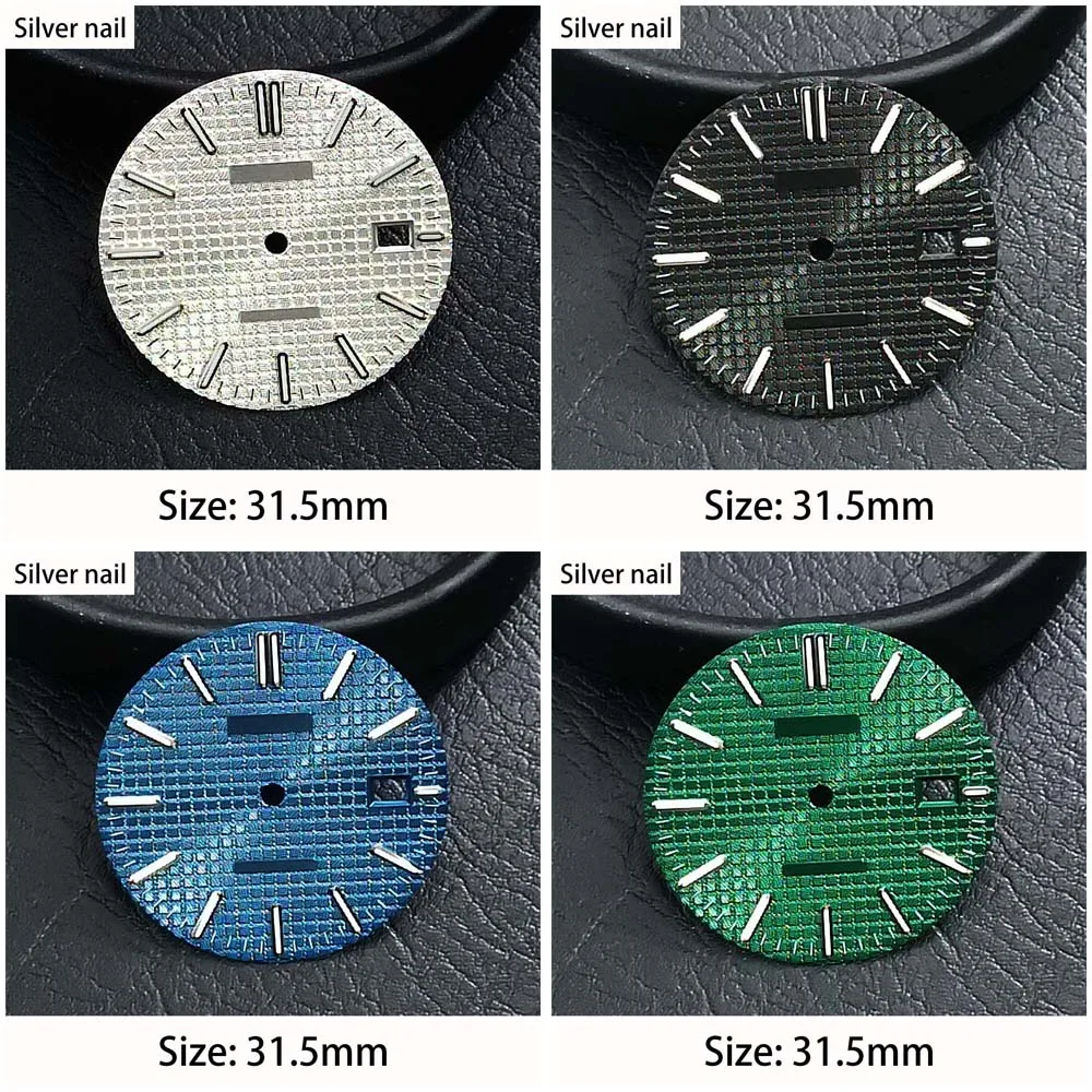 

31.5MM diameter single calendar silver nail/rose nail dial suitable for NH35/NH36 watch movement accessories dial