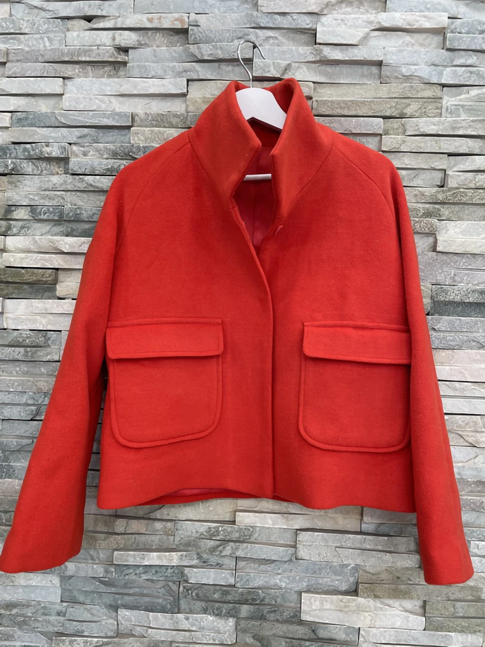 Red Color Wool Jacket Plaid Outerwear Fall  Winter Fall Jacket Clothes Tweed Short Coat Women
