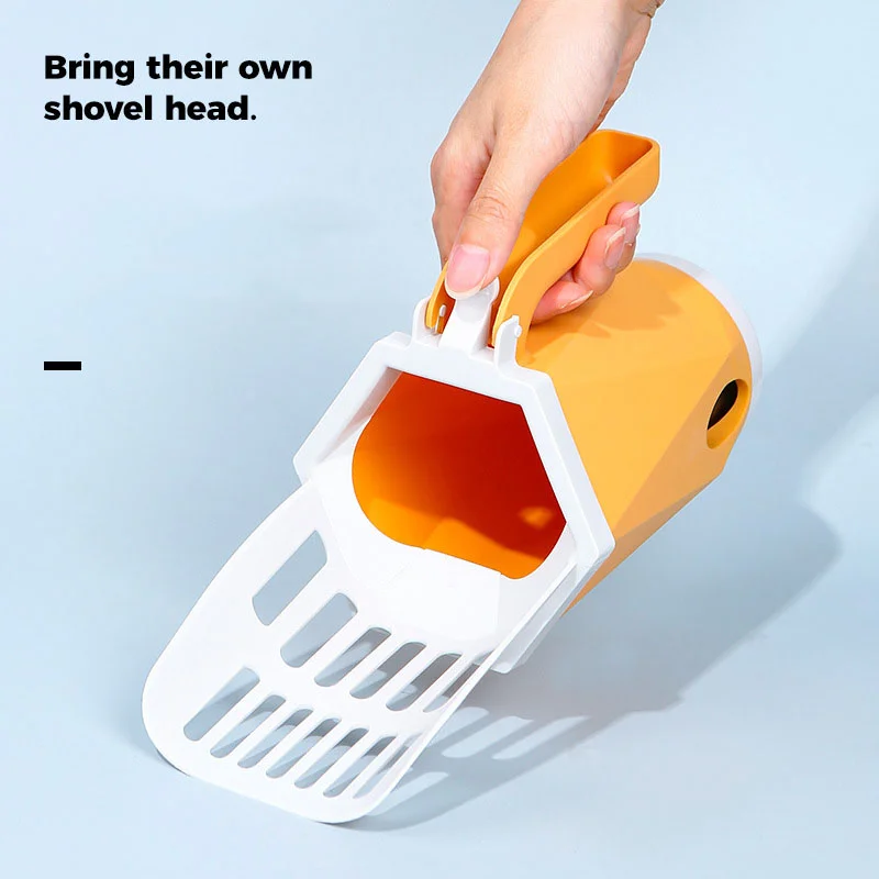 Cat Litter Scoop with Built-in Poop Bag Cat Shovel Set Integrated Detachable Self-cleaning Pets Poop Sand Clean Artifact Tool