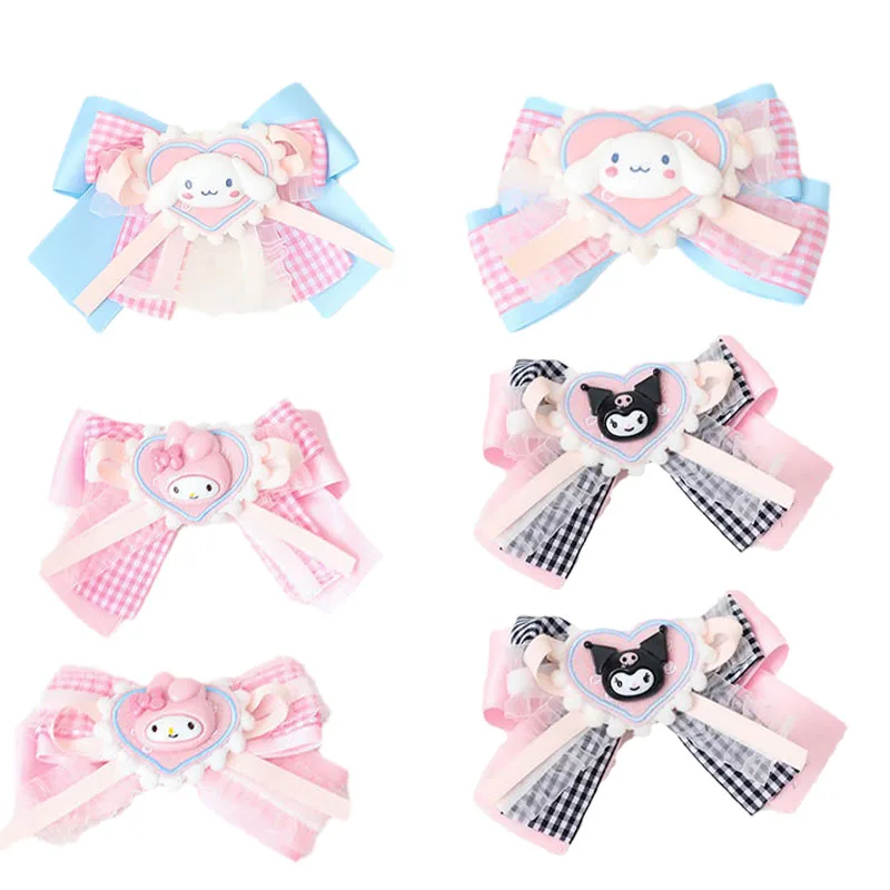 

Sanrios Kuromi Cinnamoroll My Melody аниме кавайный мультяшный бант искусственная Лолита аксессуары для волос подарки на день рождения
