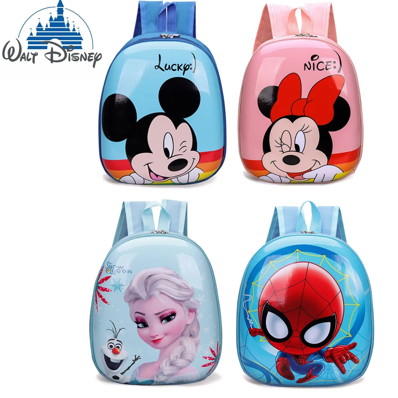 Genuine Disney Cartoon Backpack Mickey Mouse Spiderman Frozen Kids Cute Hard Shell Waterproof High Capacity School Bag Girl Gift