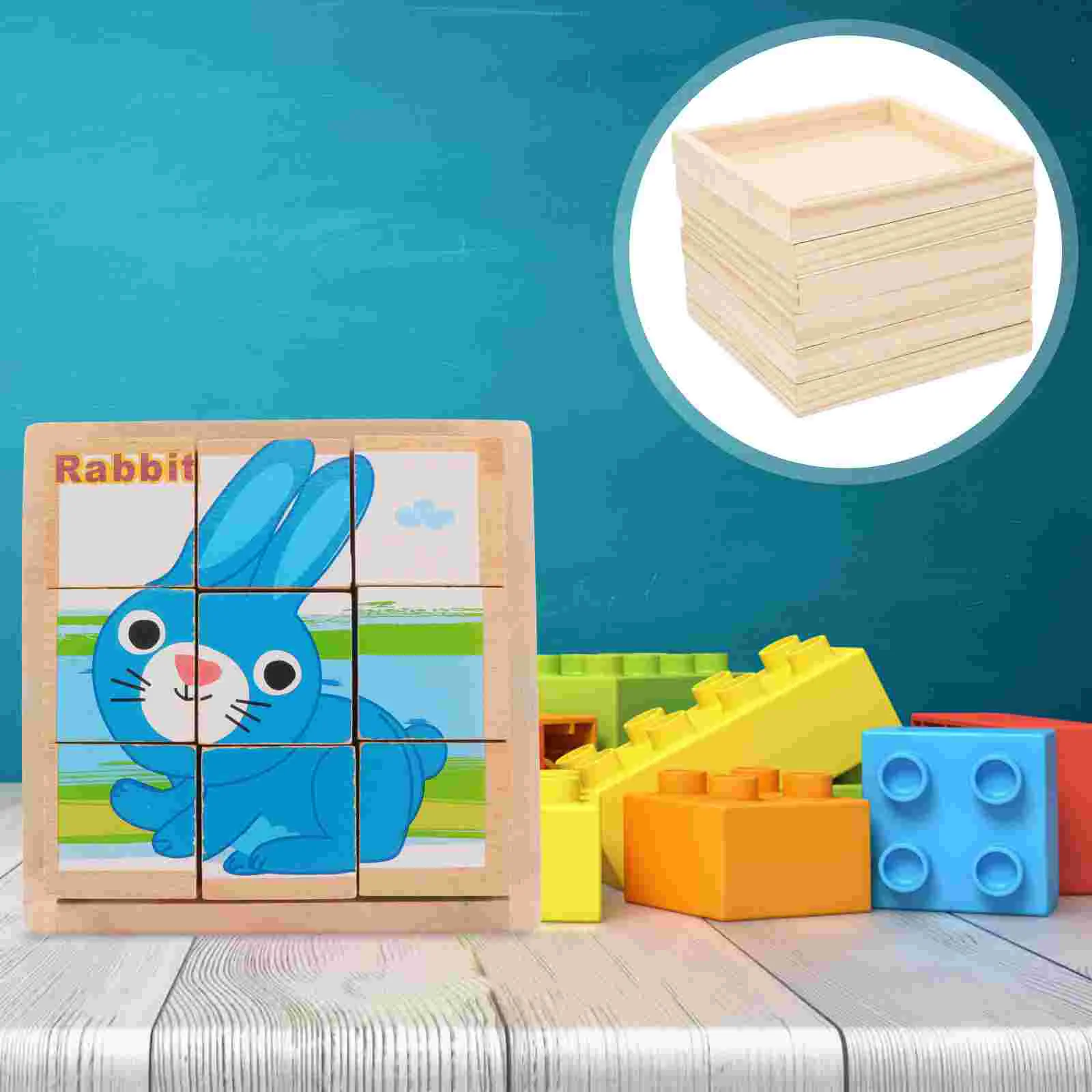 

6PCS Wooden Trays Wooden Cube Puzzle Storage Tray Wooden Painting Plate Hexahedral Painting Tray For Kids