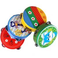 1pc children kids hnadbell drum music toys educational cartoon mini musical beat instrument hand drum baby toys random color