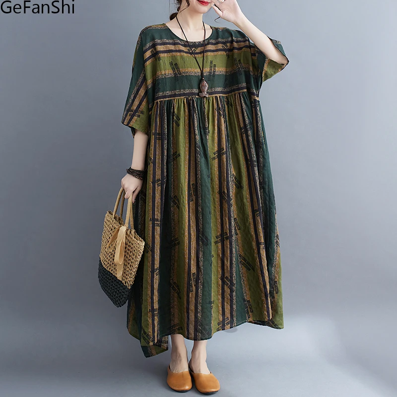 

Женское свободное платье в полоску, повседневное пляжное платье с круглым вырезом и коротким рукавом, элегантная одежда, лето 2023