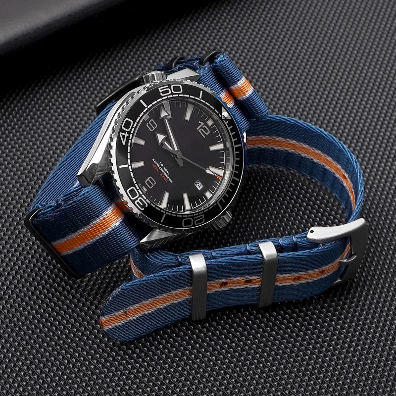 Фото Превосходный нейлоновый ремешок для часов OMEGA Seamaster Seiko SKX007, прочный браслет для мужчин и женщин, 18/20/22/24 мм, универсальный тканый ремешок НАТО №3