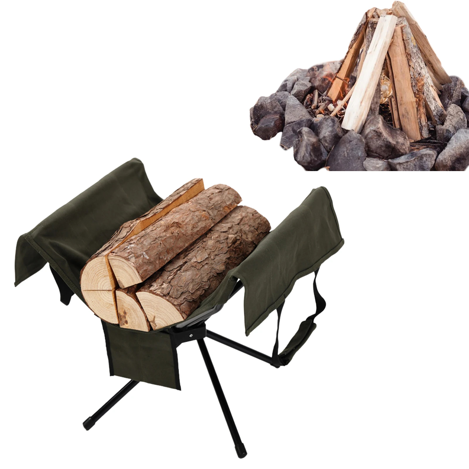 

Firewood Holder Rack Detachable Indoor Outdoor Firewood Holder Rack Easy Folded Firewood Storage Rack For Outdoor Camping Picnic