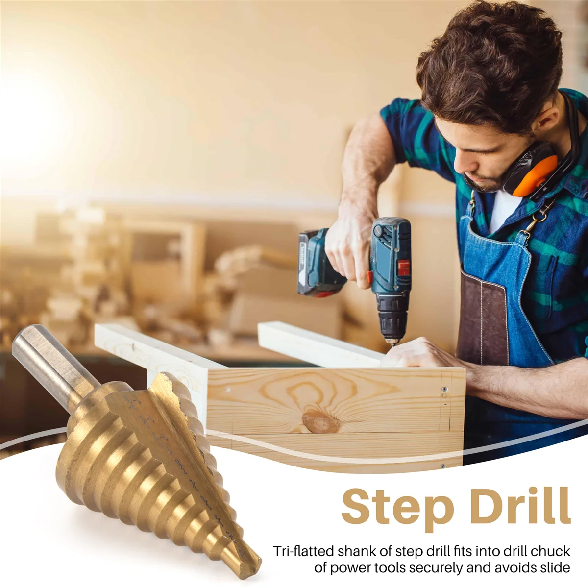 Ступенчатое сверло коническое Высокоскоростная сталь 10 шагов от 1/4 до 1-3/8 дюйма