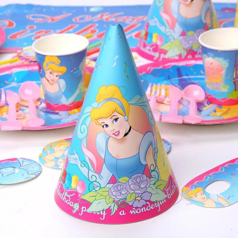 

Cinderella Princess Theme Birthday Party Decoration Tableware Paper Cup Plate Napkins Banner Hat Baby Shower Balloon Kids Favors