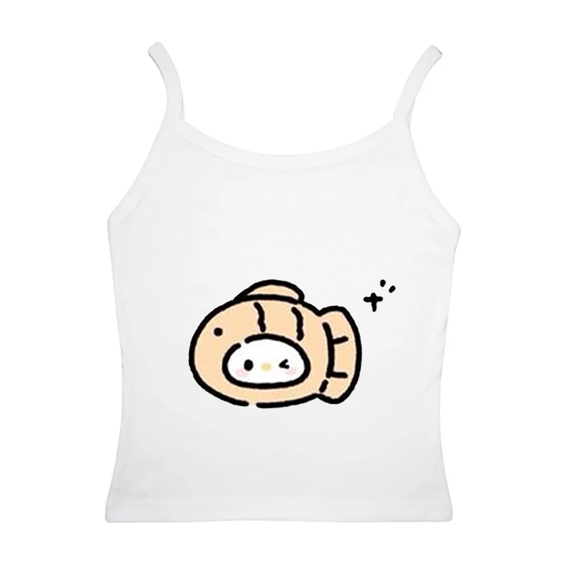 Летний женский повседневный жилет с принтом Золотая рыбка из мультфильма sanrioY2k